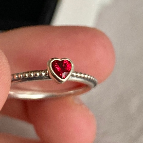 Pandora Red Heart Beaded Ring 